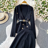 Compleu Emyra din tricot compus din jerseu si pantaloni