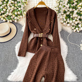 Compleu Emyra din tricot compus din jerseu si pantaloni