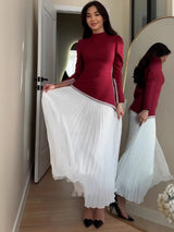 Rochia Serra cu fusta si bluza cu corset la spate