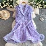 Rochie tip camasa Harty, cu volanase si imprimeu inimi
