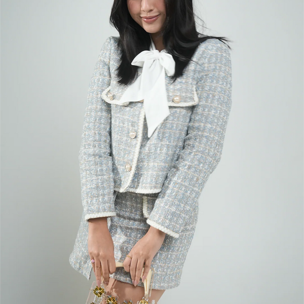 Set elegant Jaline - sacou cu nasturi, fusta scurta