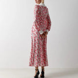 Rochie Garcela roz cu guler lat si imprimeu floral