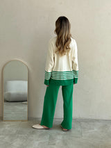 Compleu Magdy verde compus din bluza si pantaloni