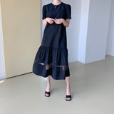 Rochie Irys neagra cu banda din tulle la baza