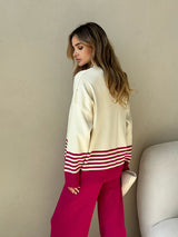 Compleu Magdy roz compus din bluza si pantaloni