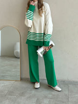 Compleu Magdy verde compus din bluza si pantaloni