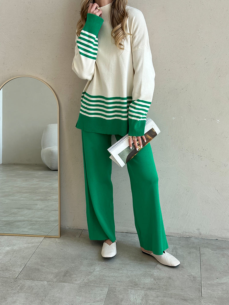 Compleu Magdy verde compus din bluza si pantaloni