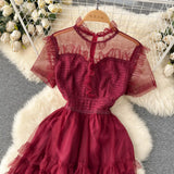 Rochie Arianne visinie din tulle cu volanase