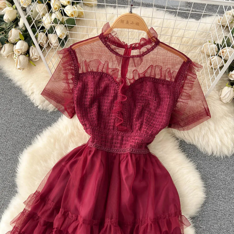 Rochie Arianne visinie din tulle cu volanase