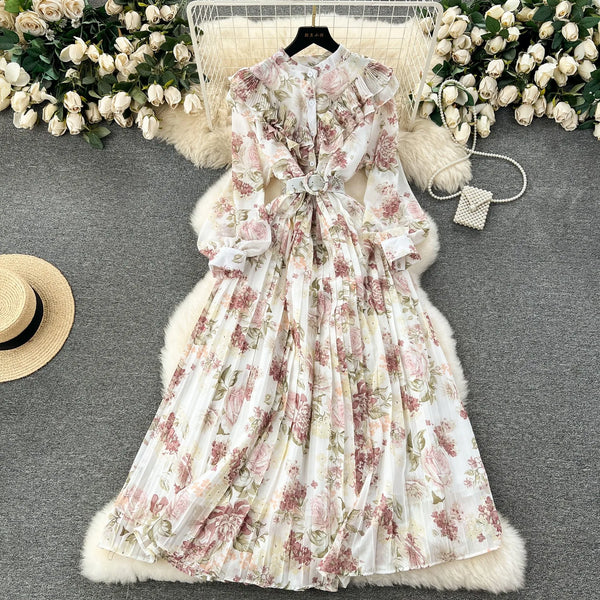 Rochie Chloe alba cu volanase si curea accesorizata