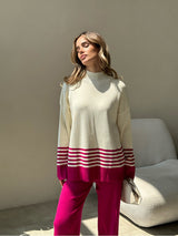 Compleu Magdy roz compus din bluza si pantaloni