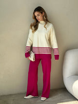 Compleu Magdy roz compus din bluza si pantaloni
