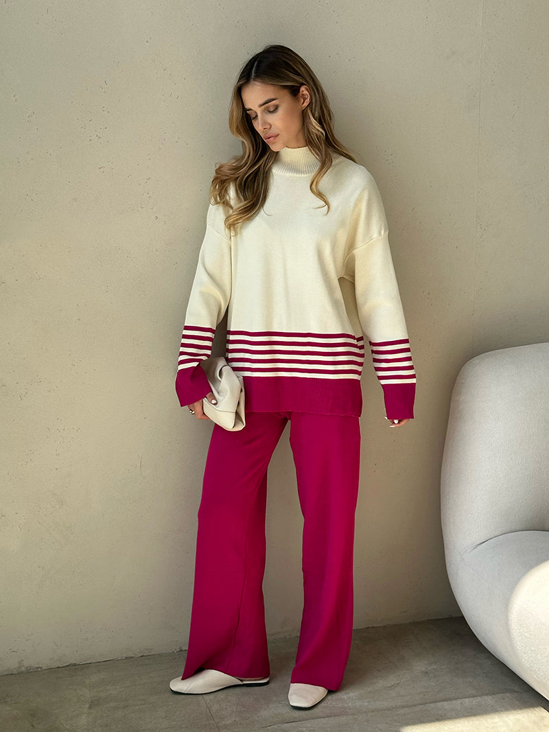 Compleu Magdy roz compus din bluza si pantaloni