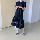 Rochie Irys neagra cu banda din tulle la baza