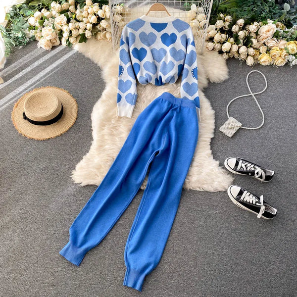 Set Odeth albastru- bluza si pantalon