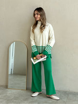 Compleu Magdy verde compus din bluza si pantaloni