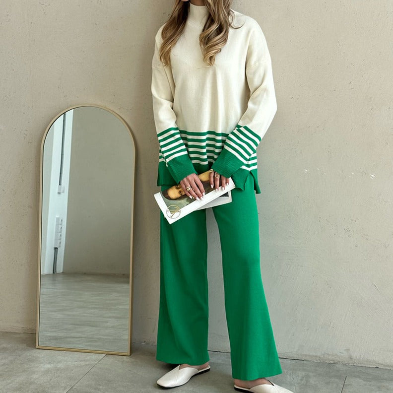 Compleu Magdy verde compus din bluza si pantaloni