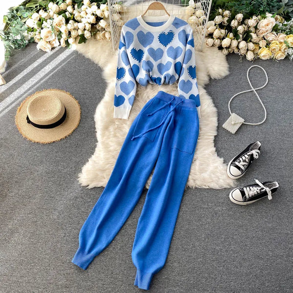 Set Odeth albastru- bluza si pantalon