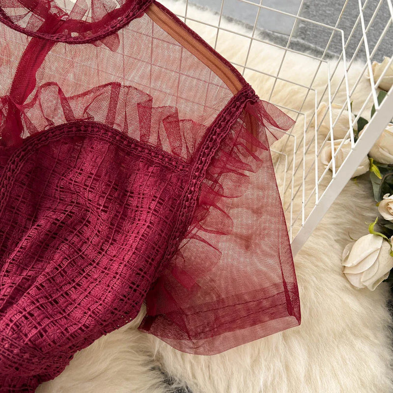 Rochie Arianne visinie din tulle cu volanase