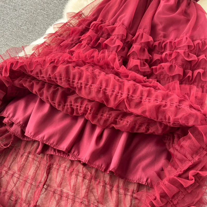 Rochie Arianne visinie din tulle cu volanase