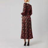 Rochie Garcela neagra cu guler lat si imprimeu floral