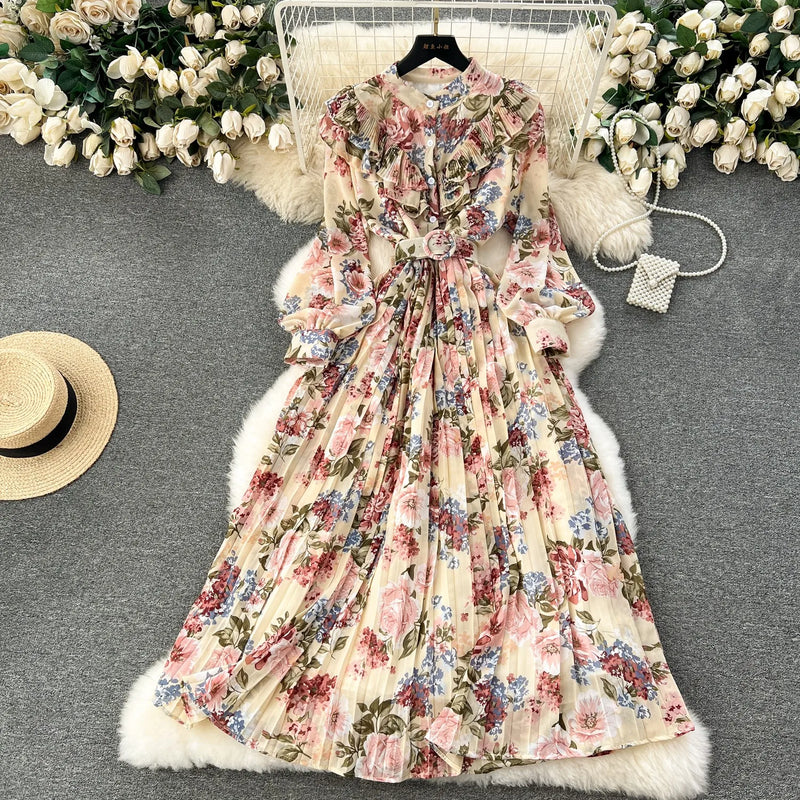 Rochie Chloe crem cu volanase si curea accesorizata