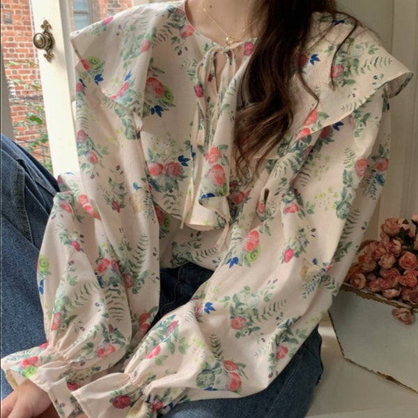 Camasa Caily cu imprimeu floral si volanase