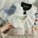 Jerseu Luzira din tricot cu guler lat brodat