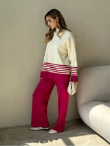 Compleu Magdy roz compus din bluza si pantaloni