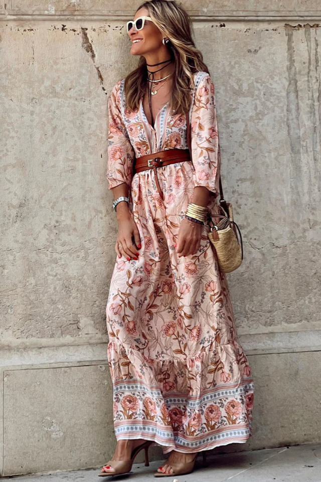 Rochie Jilma cu imprimeu floral si curea accesorizata
