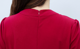 Rochie Fortune rosie accesorizata cu nasturi si curea
