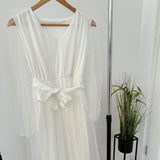 Rochie Dayanne alba din tulle cu imprimeu buline