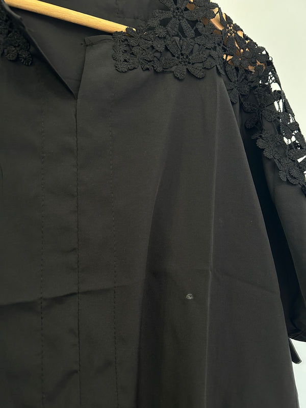 Camasa Trielle neagra cu maneci scurte si dantela brodata - OUTLET