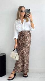 Fusta midi Hyara cu animal print