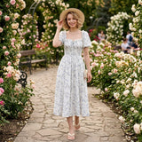 Rochie Elizandra cu imprimeu floral si talie elastica