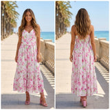 Rochie Monda, imprimeu floral si bretele subtiri