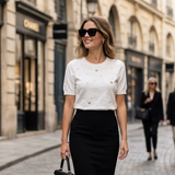 Tricou Erlla din tricot, cu perle si strassuri