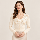 Jerseu Siana accesorizat cu perle si dantela