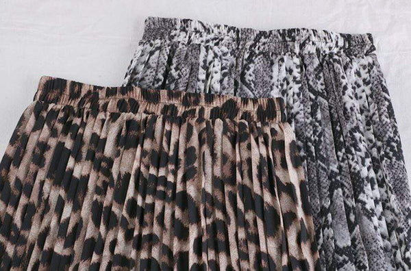 Fusta Vandana maro inchis cu animal print