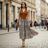 Fusta Tayla maro inchis cu animal print