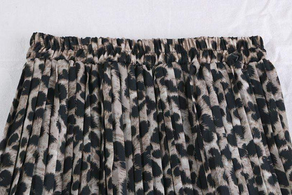 Fusta Vandana maro deschis cu animal print