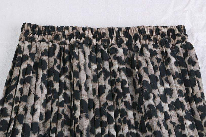 Fusta Vandana maro deschis cu animal print