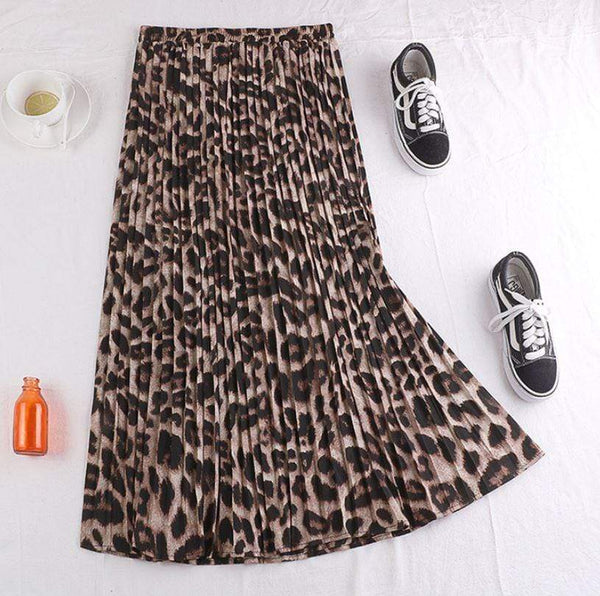 Fusta Vandana maro inchis cu animal print