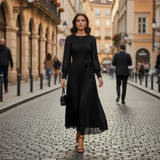 Rochie Orsa neagra- cu pliuri - curea inclusa