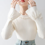 Bluza Ganida din tricot cu detalii la baza gatului si mansete
