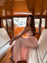 Rochie plisata Oranj, cu decupaje