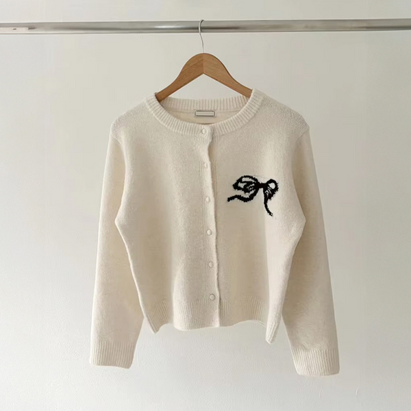 Jerseu Davinia din tricot fin cu funda imprimata