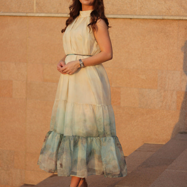 Rochie Barbara in A cu talie evidentiata prin snur