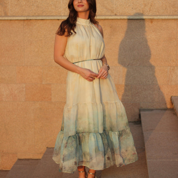 Rochie Barbara in A cu talie evidentiata prin snur