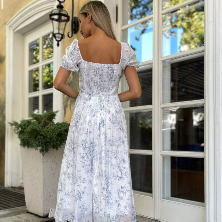 Rochie Raya cu decolteu patrat si imprimeu floral